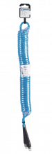 Polyurethane spiral hose with rigid and swivelling male fittings